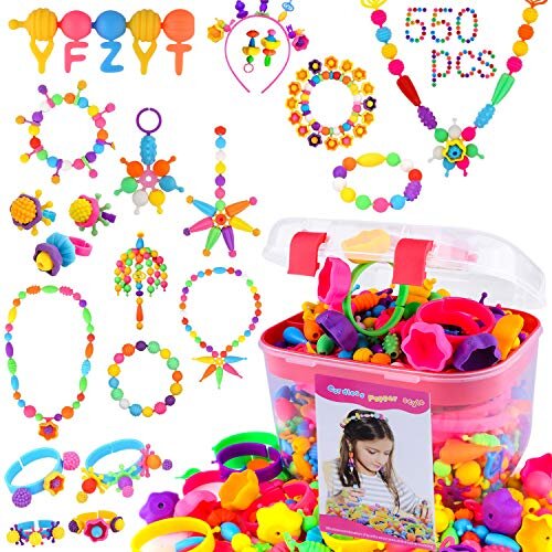 YFZYT Snap Pop Beads for Girls, Jewelry Making Kit 550+ Pcs for Toddlers 3 4 5 6 7 Year Old Kids, Pop Beads Ar